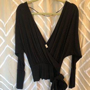 Free people faux wrap top dolman sleeve